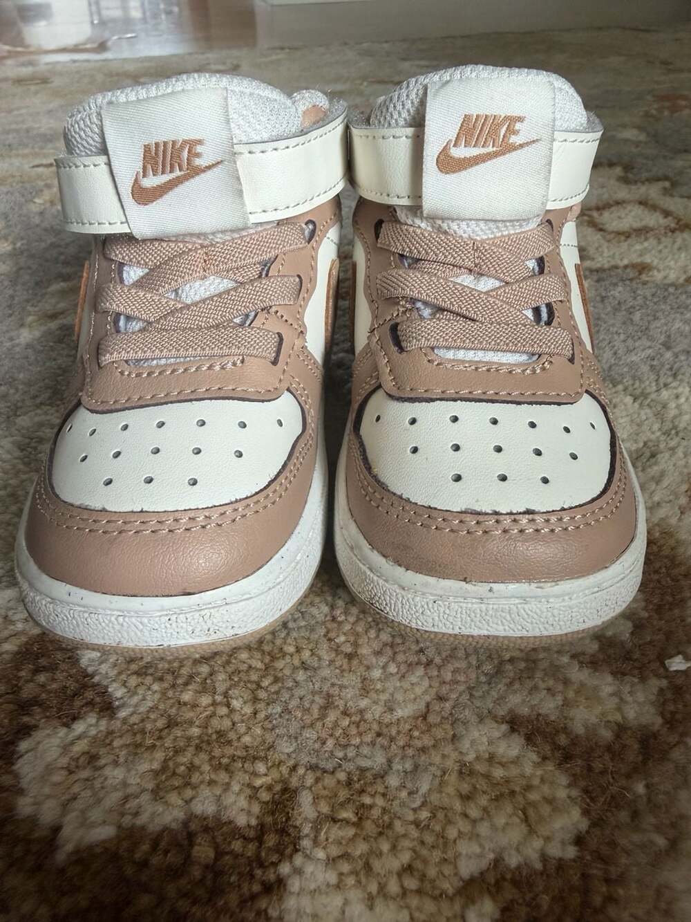 Nike Court Borough Mid 2 TDV Toddler Shoes Pale Ivory Hemp CD7784-125 Size 5C